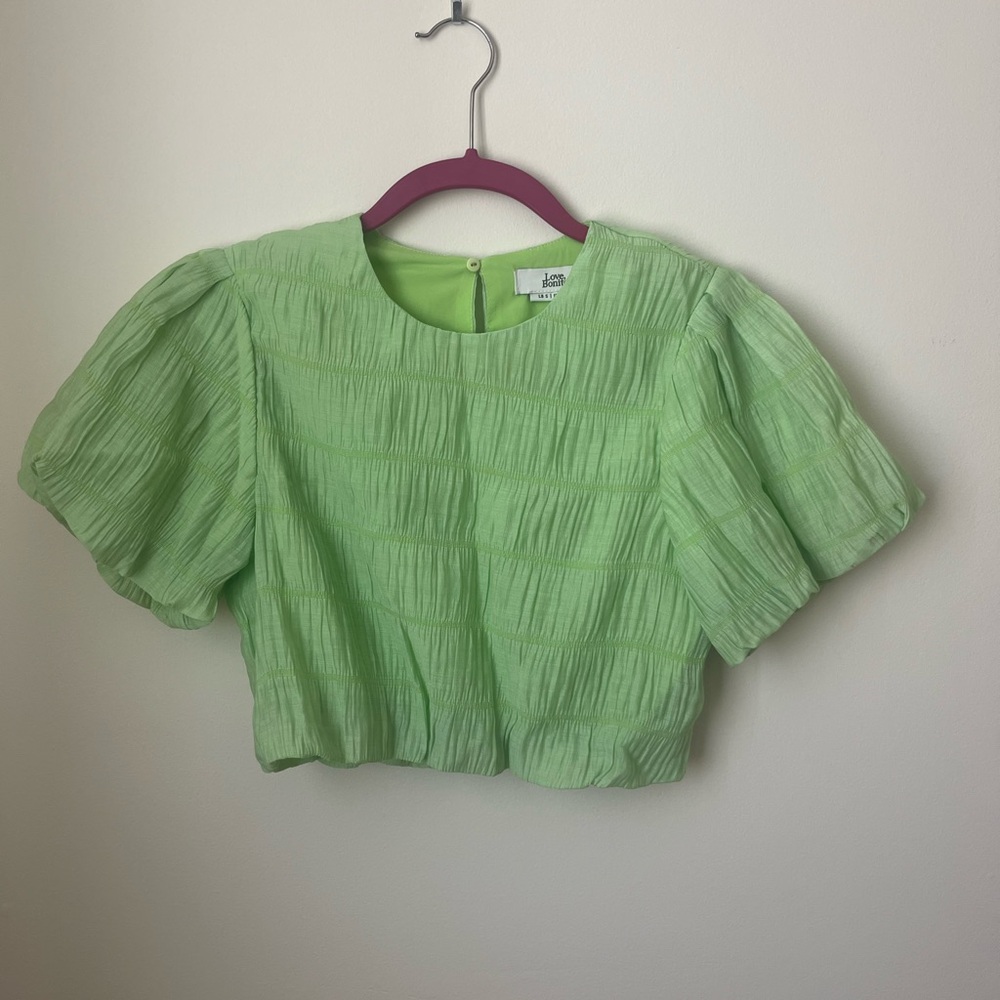 Love Bonito Lime Green Textured Crop Top